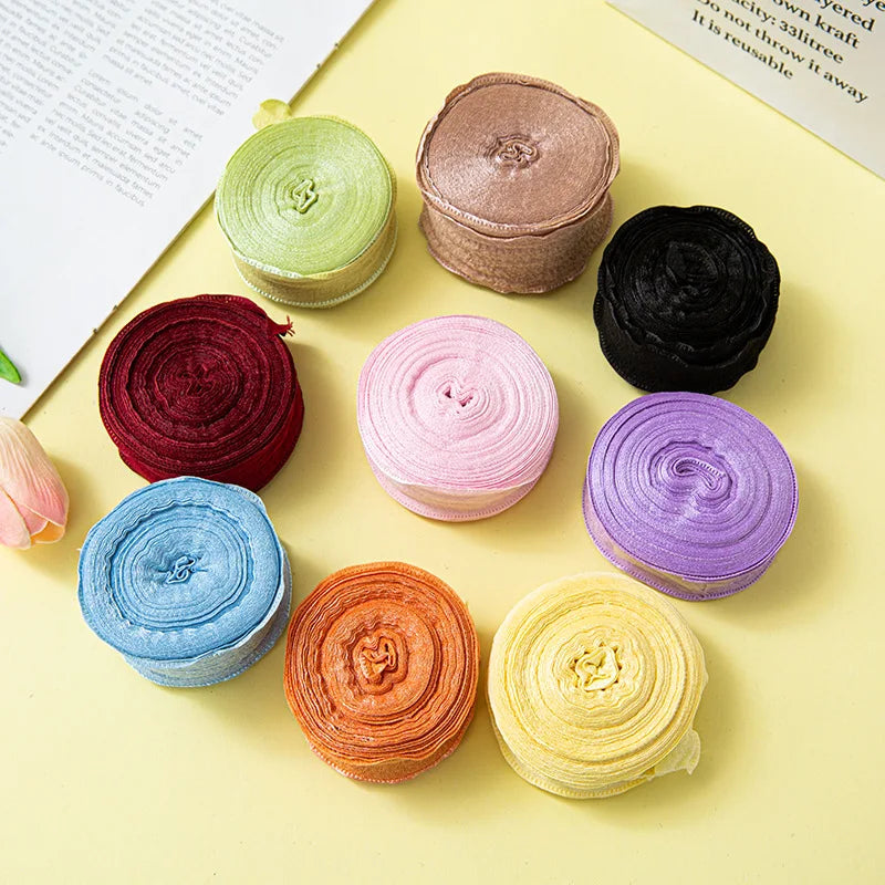 Pleated Chiffon Ribbon With Fishtail Edges For Gift Wrapping