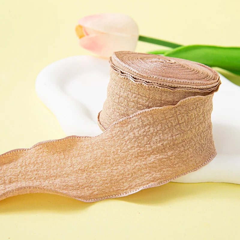 Pleated Chiffon Ribbon With Fishtail Edges For Gift Wrapping