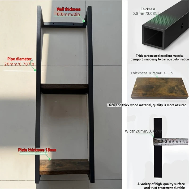Rustic Wall Mounted Towel Rack With Shelf Carbon Steel