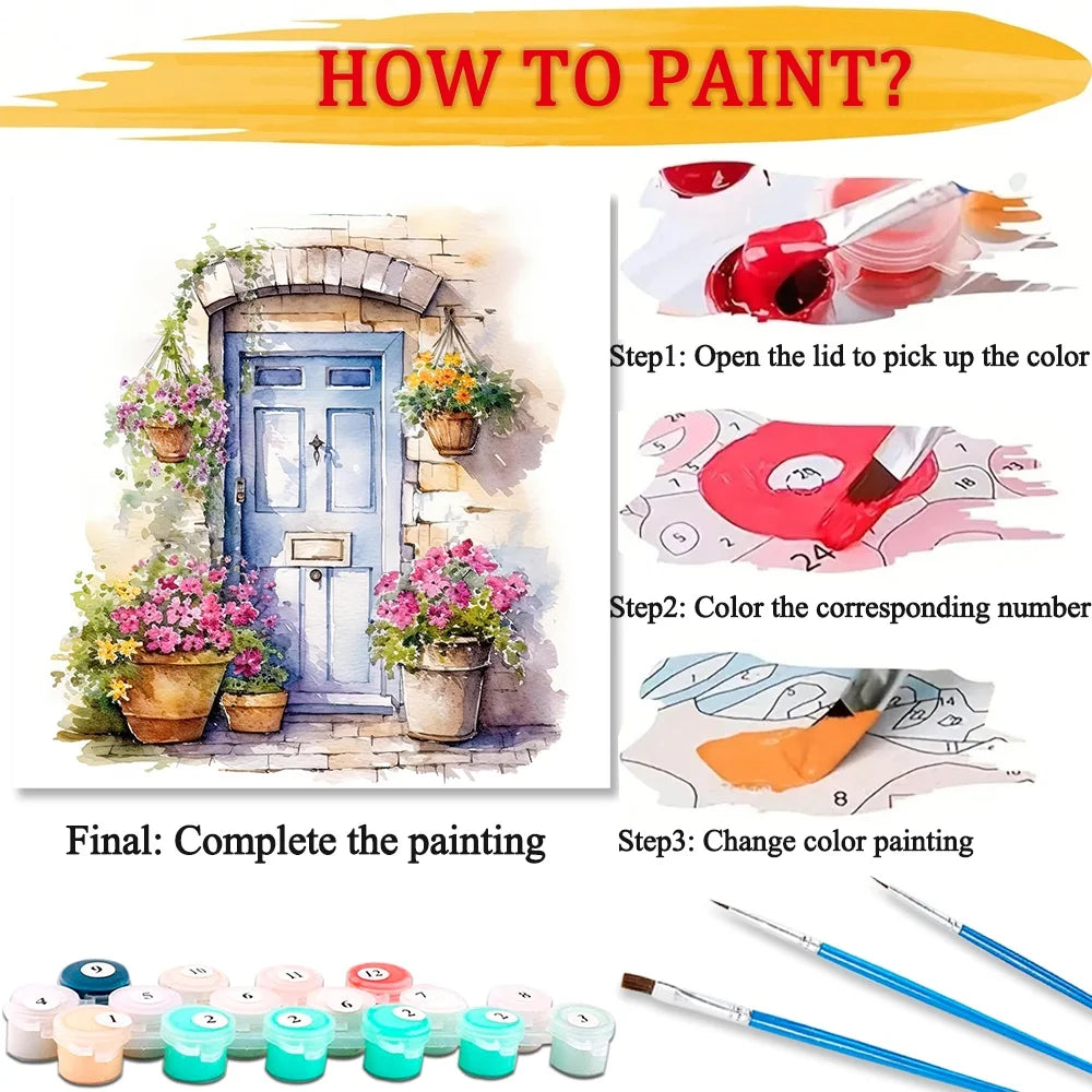 Flower Paint By Numbers Kit On Canvas For Adults Decor