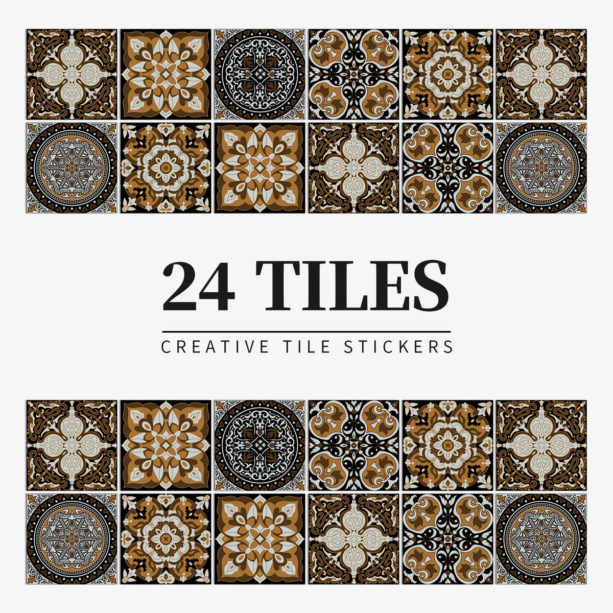 24 Piece Tile Sticker Set Waterproof Self Adhesive Wall Decals