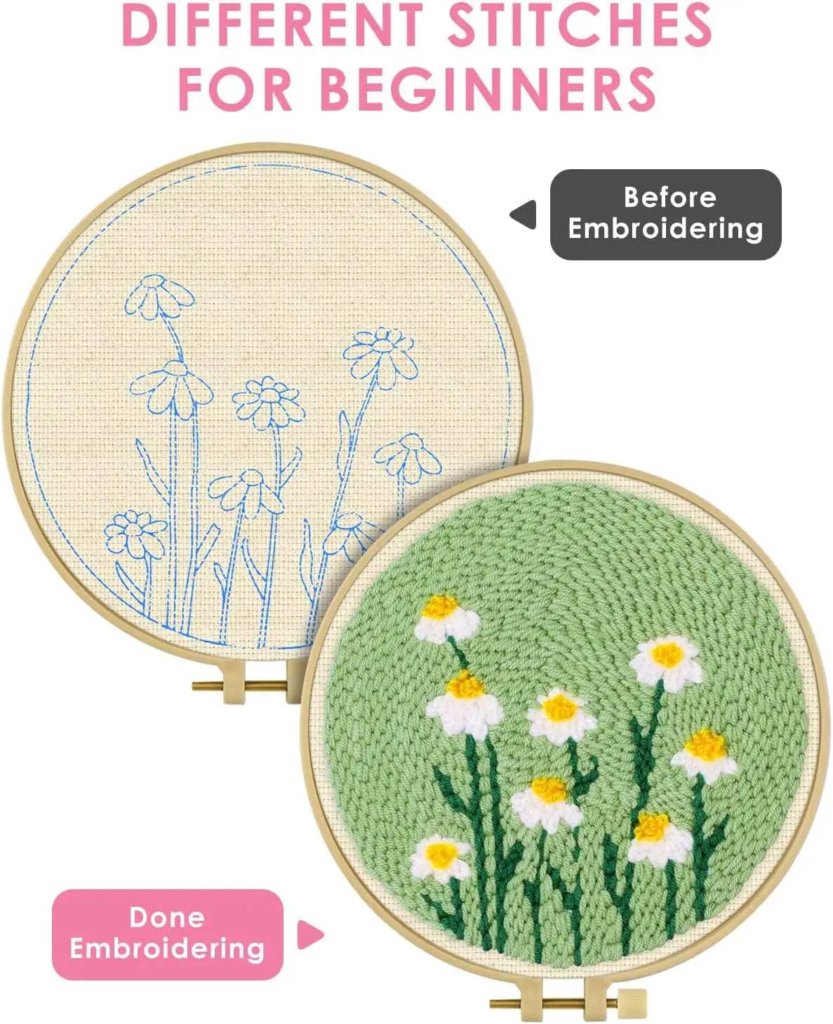 DIY Punch Needle Embroidery Starter Kit for Beginners Cartoon Animals