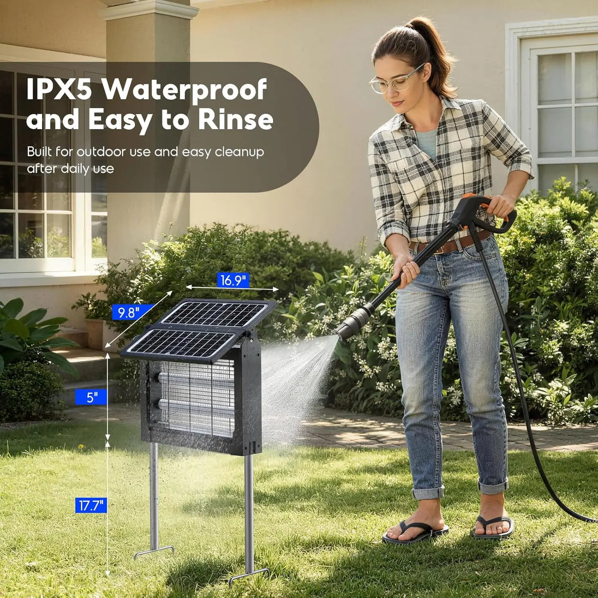 Solar Bug Zapper Outdoor 4500V Mosquito Trap With Solar Panels