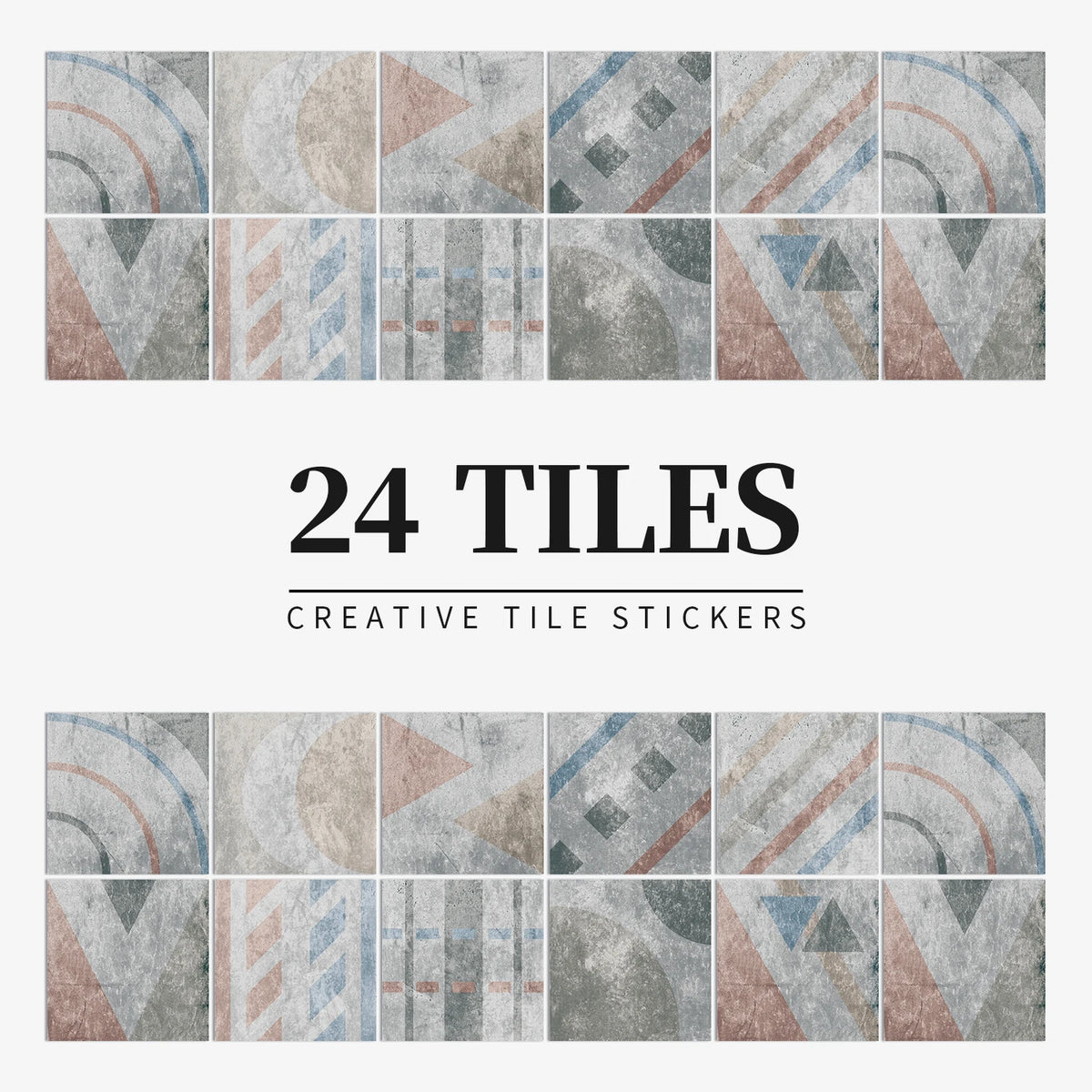 24 Piece Tile Sticker Set Waterproof Self Adhesive Wall Decals
