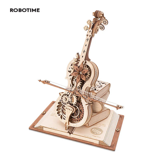 Robotime 3D Wooden Puzzle Cello Mechanical Music Toy AMK63
