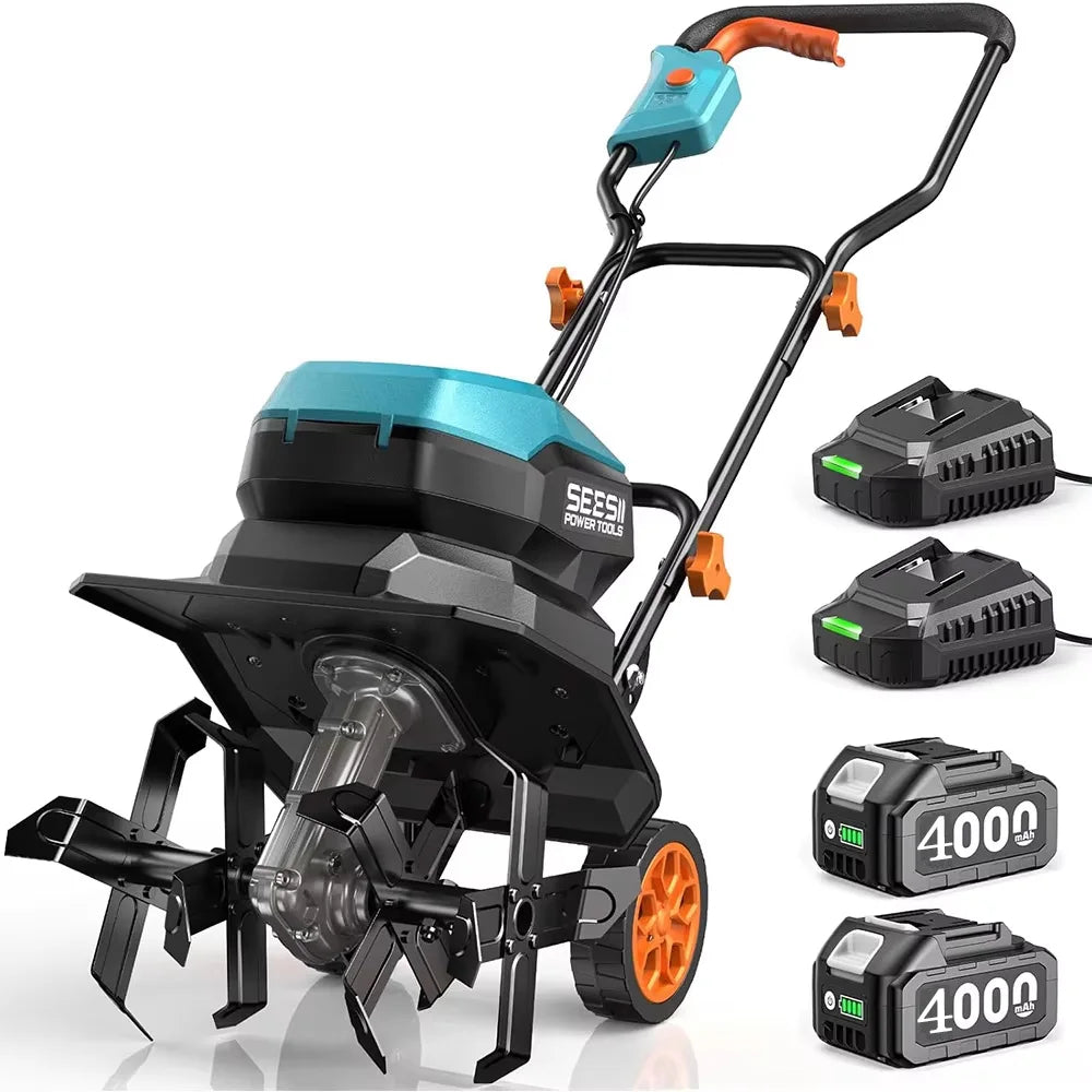 SeeSii 40V Cordless Tiller Cultivator Garden With Batteries And Charger