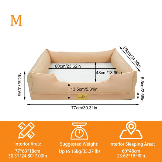 BINGOPAW Rectangular Orthopedic Dog Bed With Bolster And Removable Cover