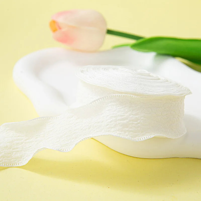 Pleated Chiffon Ribbon With Fishtail Edges For Gift Wrapping