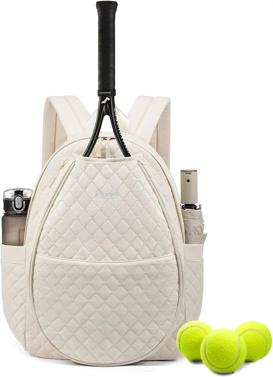 Quilted Tennis Racket Backpack For Women With Separate Compartment