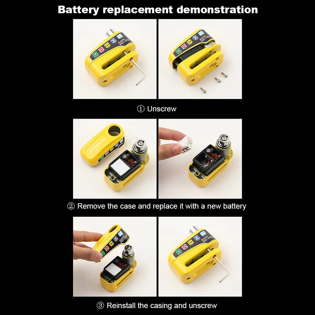 APWIKOGER Motorcycle Alarm Disc Lock With Keys Anti Theft