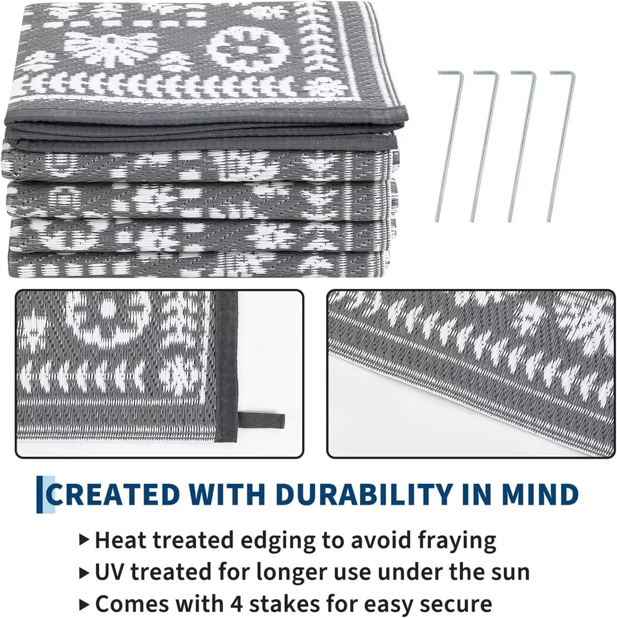 Reversible Outdoor Rug Modern Medallion Waterproof For Patio