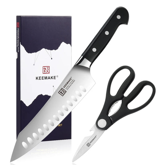 KEEMAKE 2 Piece Chef Knife Set Santoku And Scissors