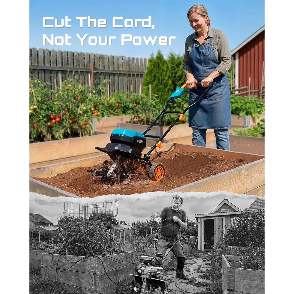 SeeSii 40V Cordless Tiller Cultivator Garden With Batteries And Charger