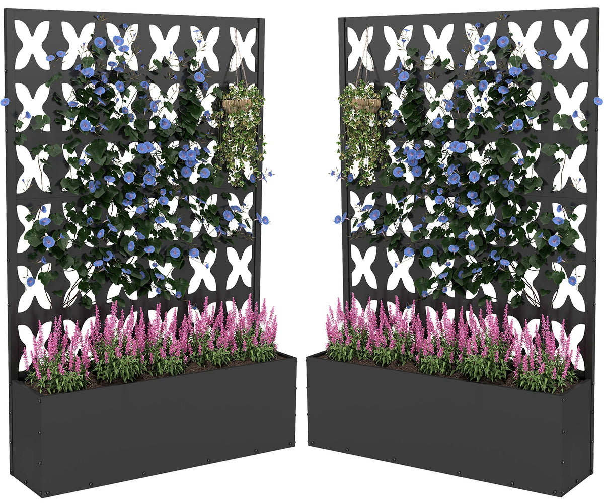 Metal Planter Box Trellis Raised Garden Bed For Climbing Plants