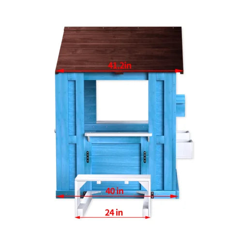 Outdoor Wooden Kids Playhouse With Picnic Bench And Flowerpot Holders
