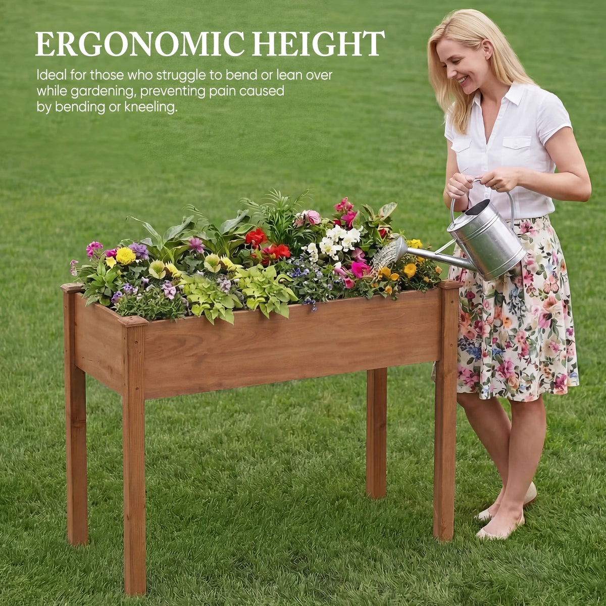 JHK Wood Raised Garden Bed With Legs For Patio Outdoor
