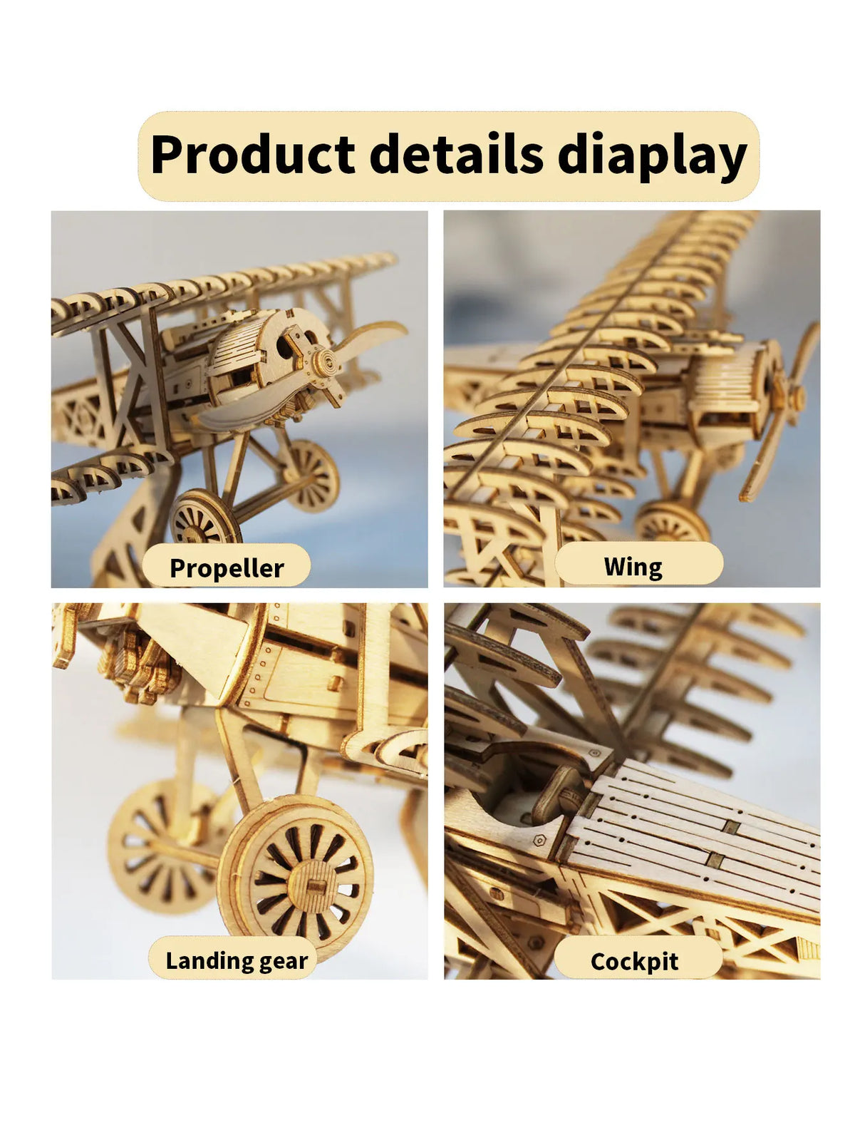 Bi-Plane 3D Wooden Puzzle Kit For DIY Craft Enthusiasts