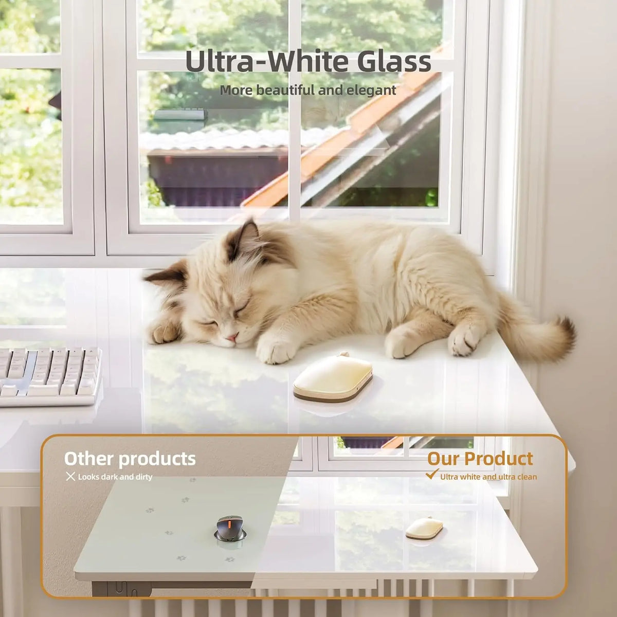White Glass Standing Desk With Drawers Adjustable Sit Stand