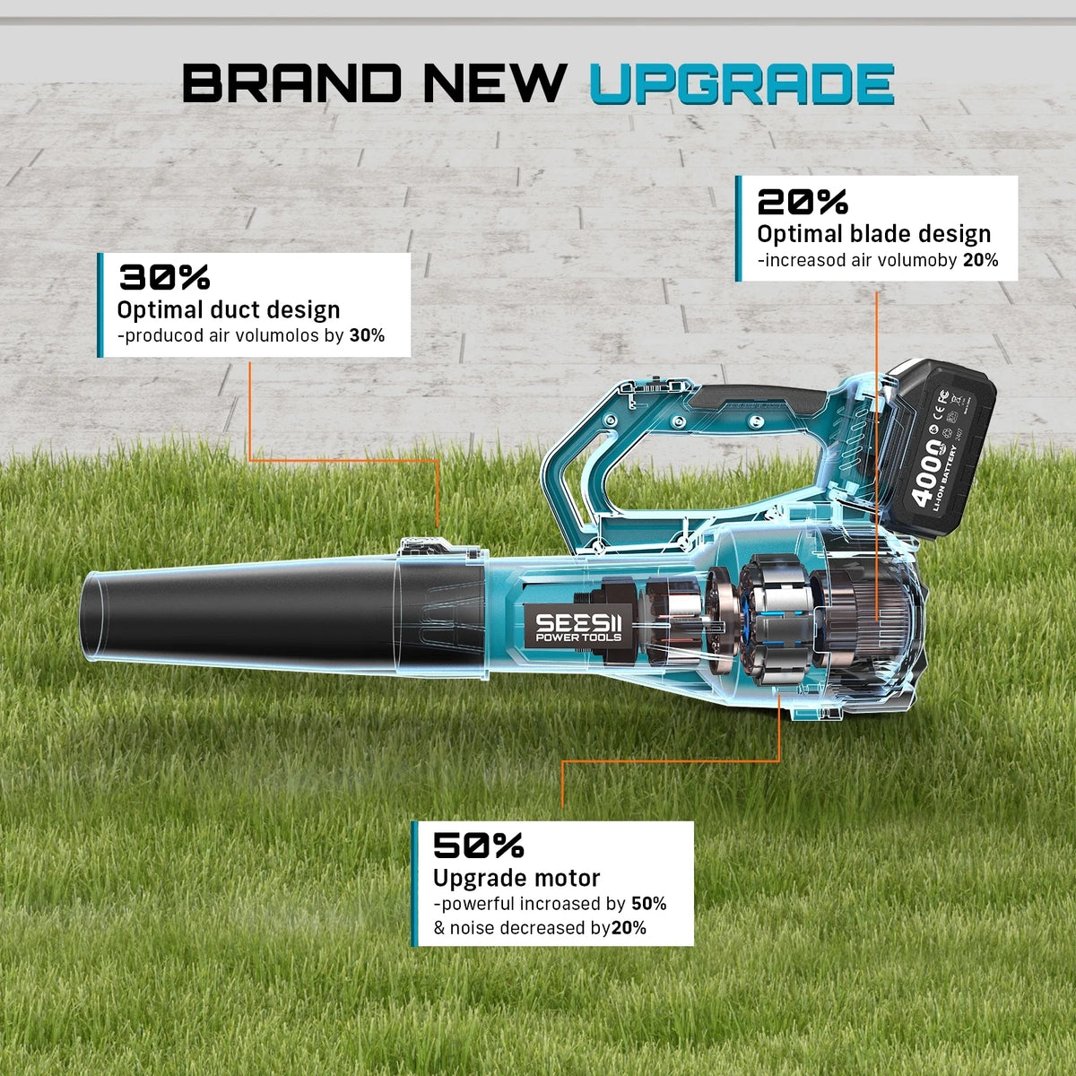 SeeSii 900000RPM Brushless Turbo Leaf Blower 780CFM For Makita 18V