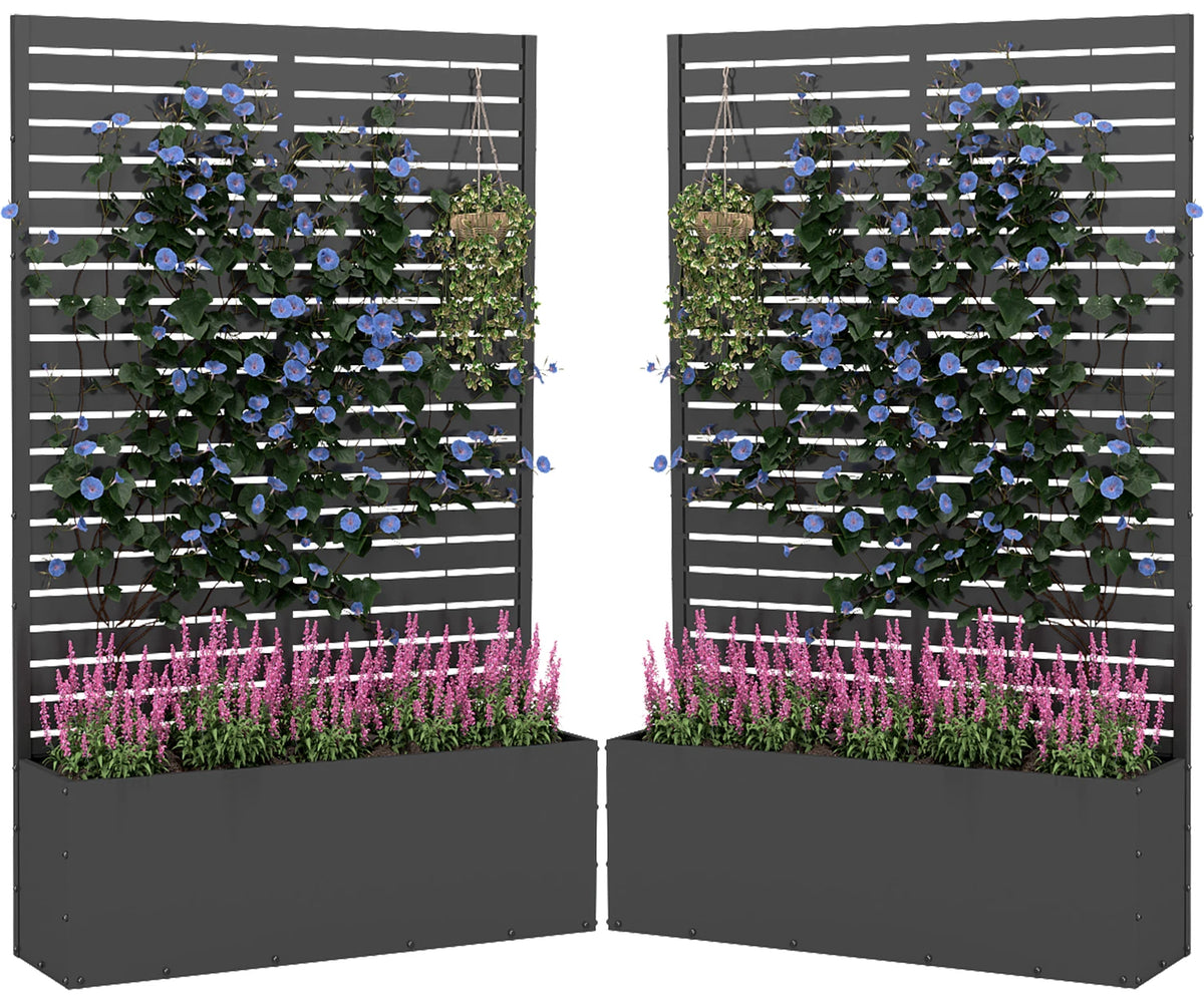 Metal Planter Box Trellis Raised Garden Bed For Climbing Plants