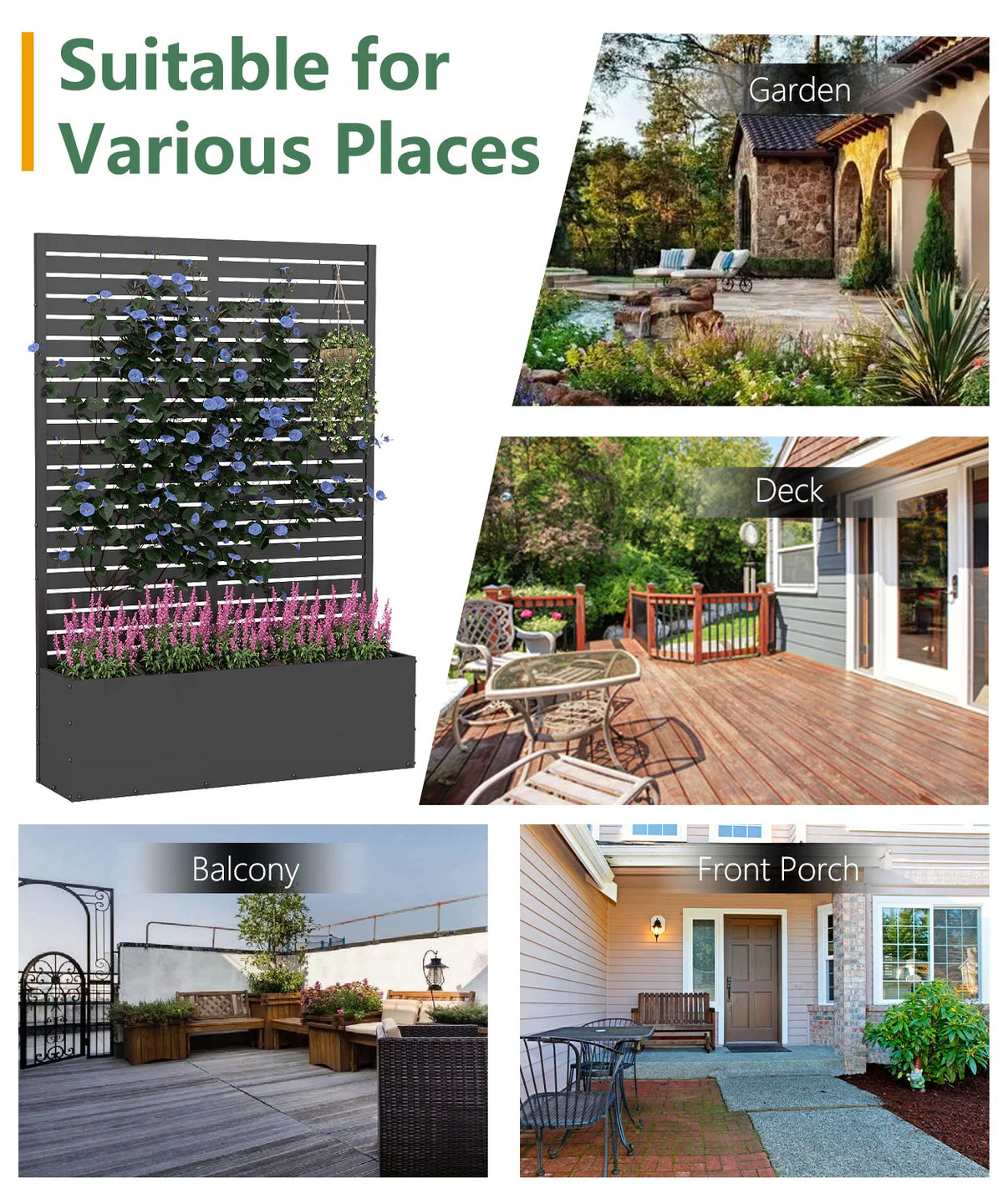 Metal Planter Box Trellis Raised Garden Bed For Climbing Plants