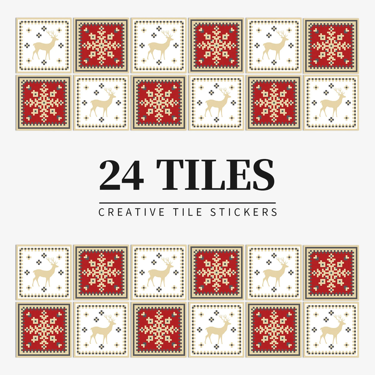 24 Piece Tile Sticker Set Waterproof Self Adhesive Wall Decals