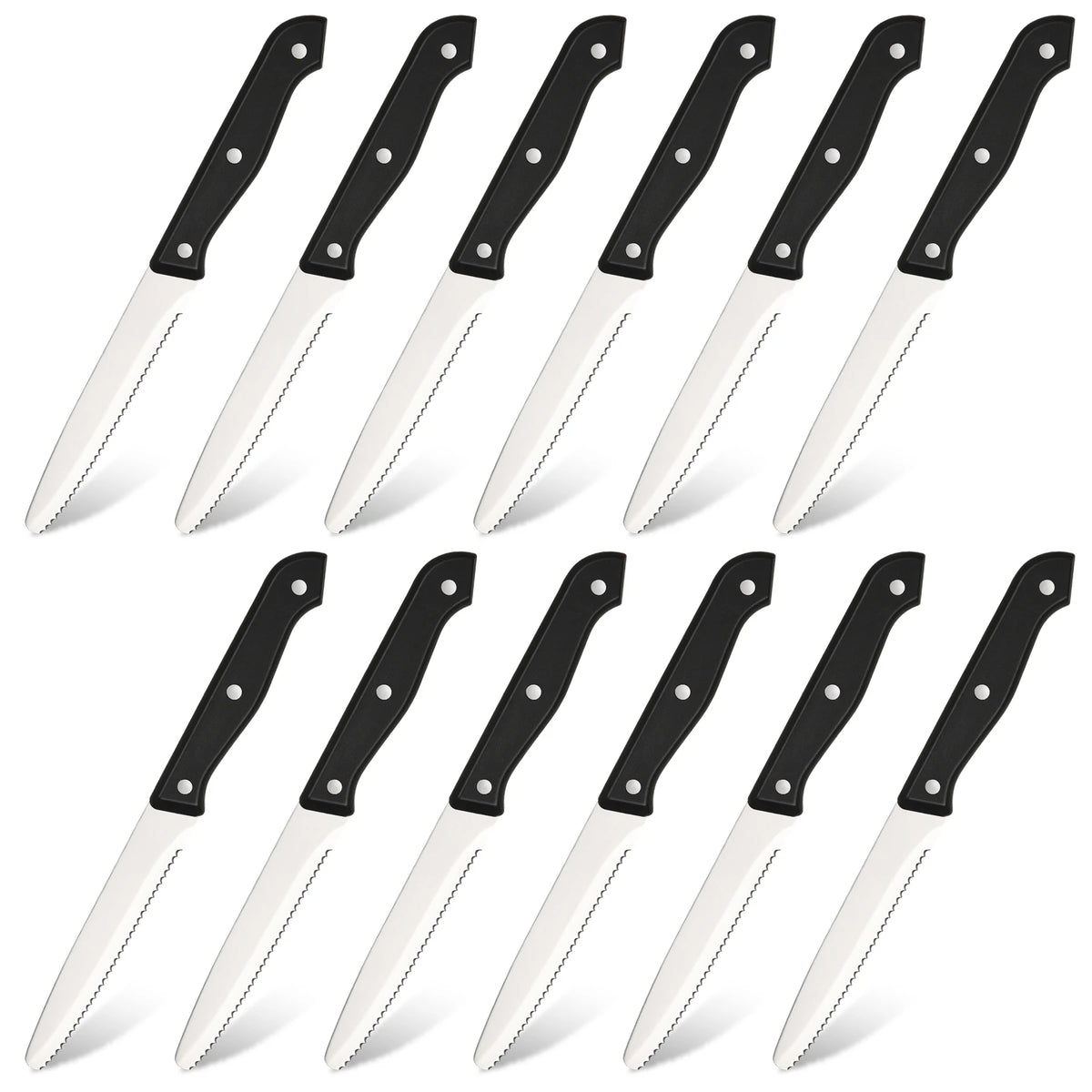 Katisun 12 Pcs Serrated Steak Knife Set With POM Handles
