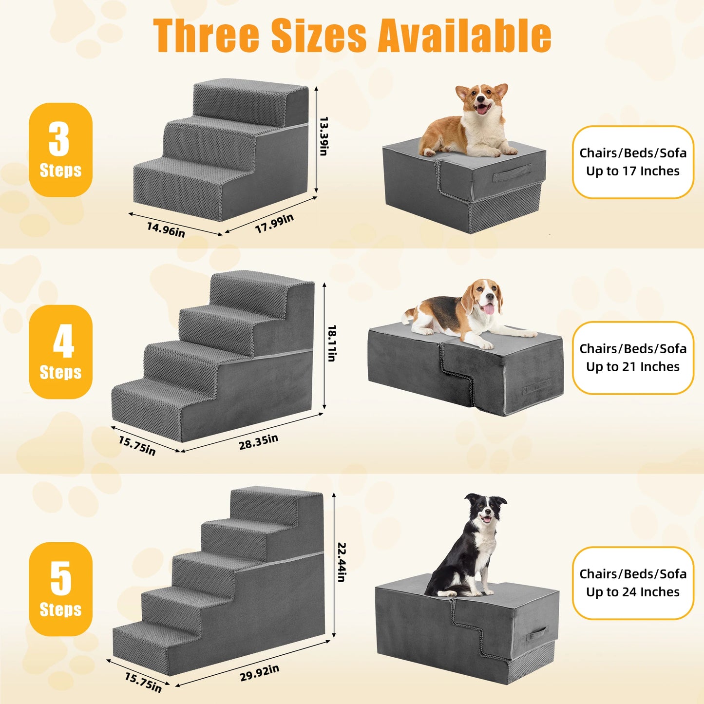 JHK Foam Dog Stairs Ramp Three To Five Steps Professional