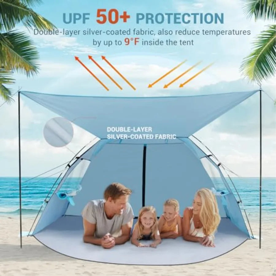 Portable Beach Tent Sun Shelter UPF 50 Plus Ultralight