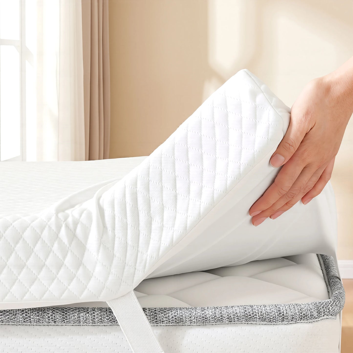 MCQ Gel Infused Memory Foam Mattress Topper With Removable Cover