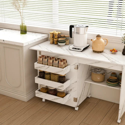 4-In-1 Folding Sewing Table With Lockable Wheels Compact