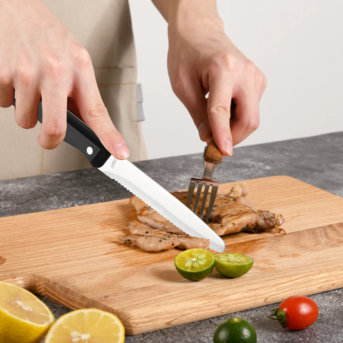Katisun 12 Pcs Serrated Steak Knife Set With POM Handles