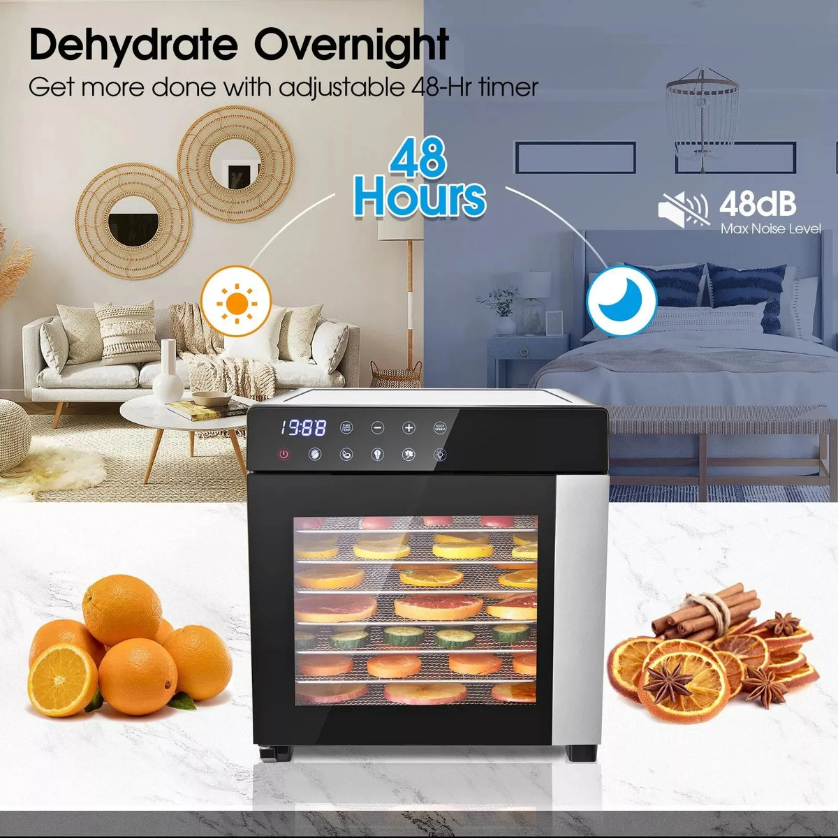 SNDOAS 8-Tray Stainless Steel Food Dehydrator 600W