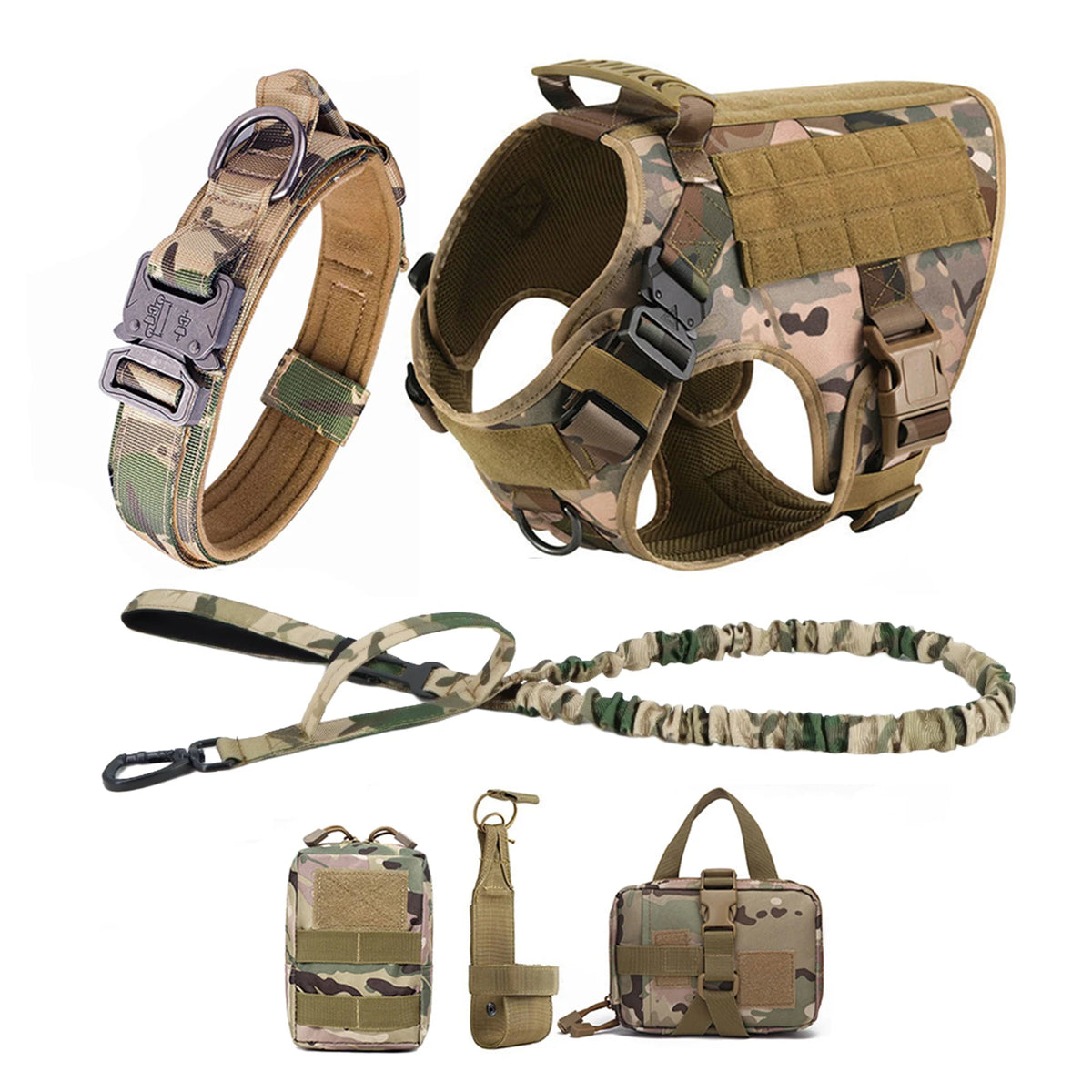 Tactical Dog Harness With Molle Pouches For Large Dogs