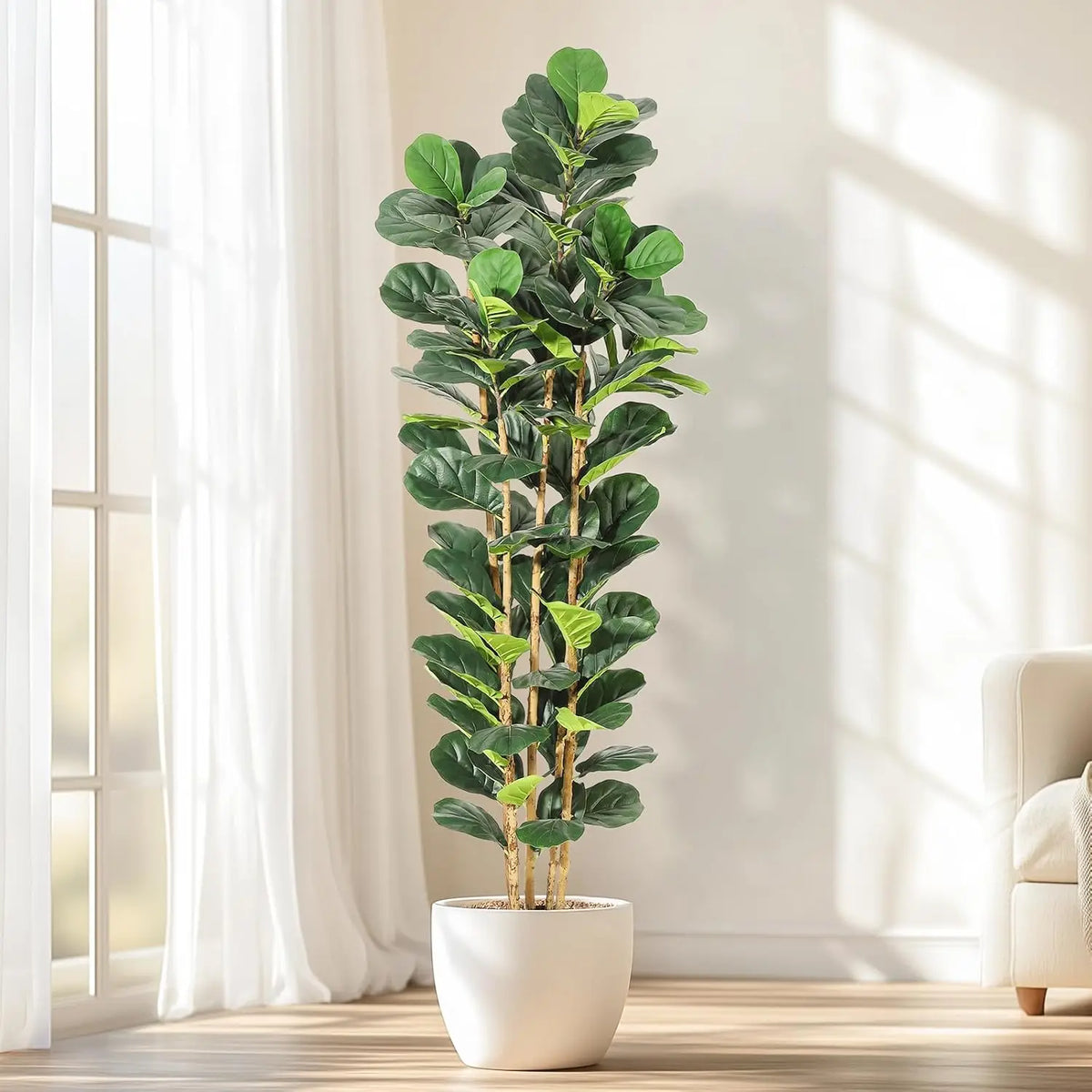 HiMISS Fiddle Leaf Fig Tree With Pot Artificial Floor Plant For Home