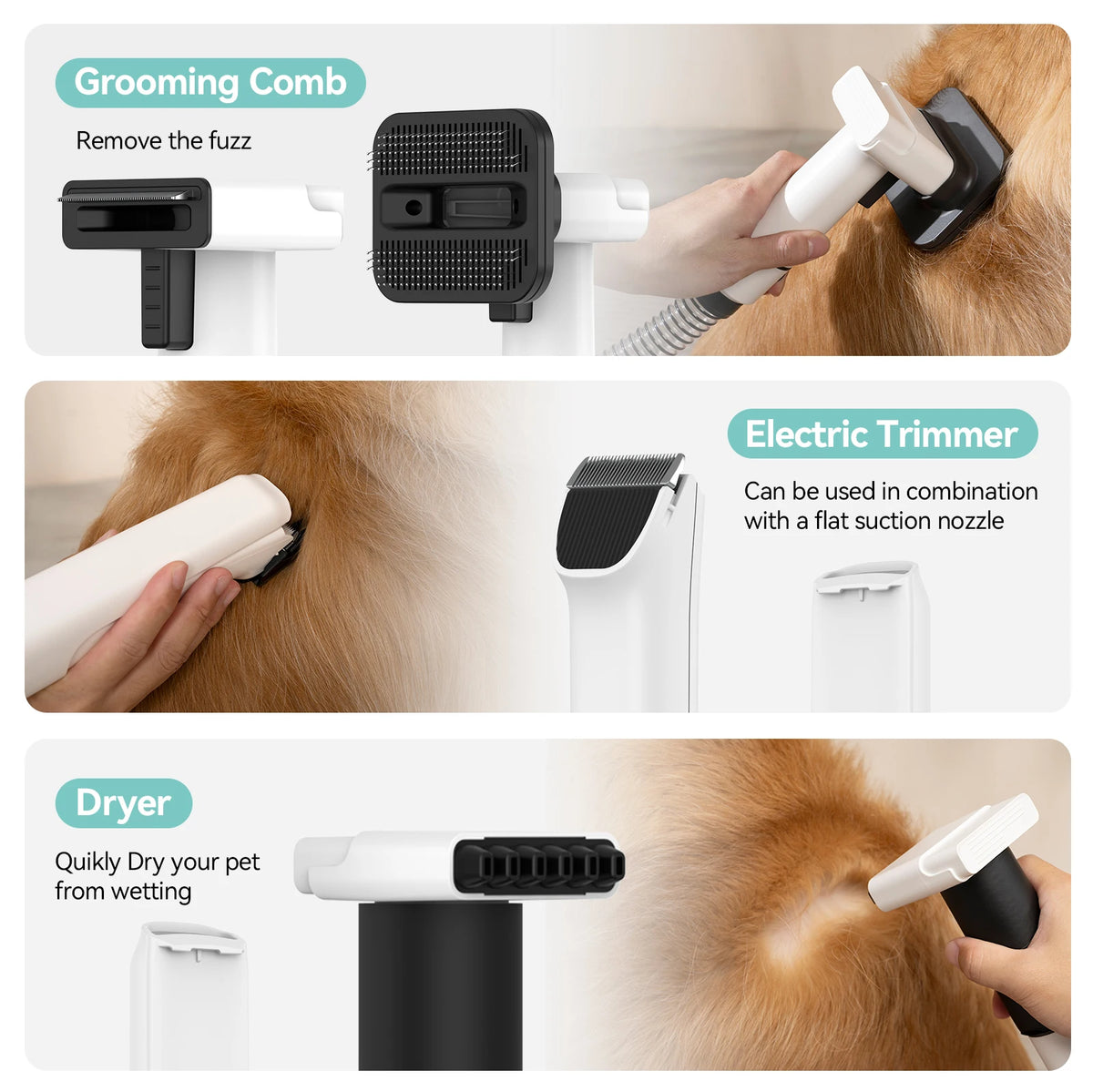 Three In One Pet Grooming Vacuum Hair Dryer And Trimmer