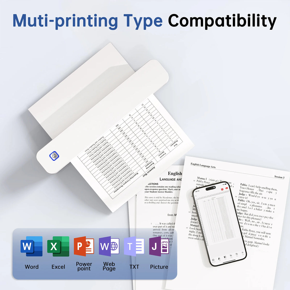 Knaon Mini Portable A4 Thermal Printer For Office And Travel