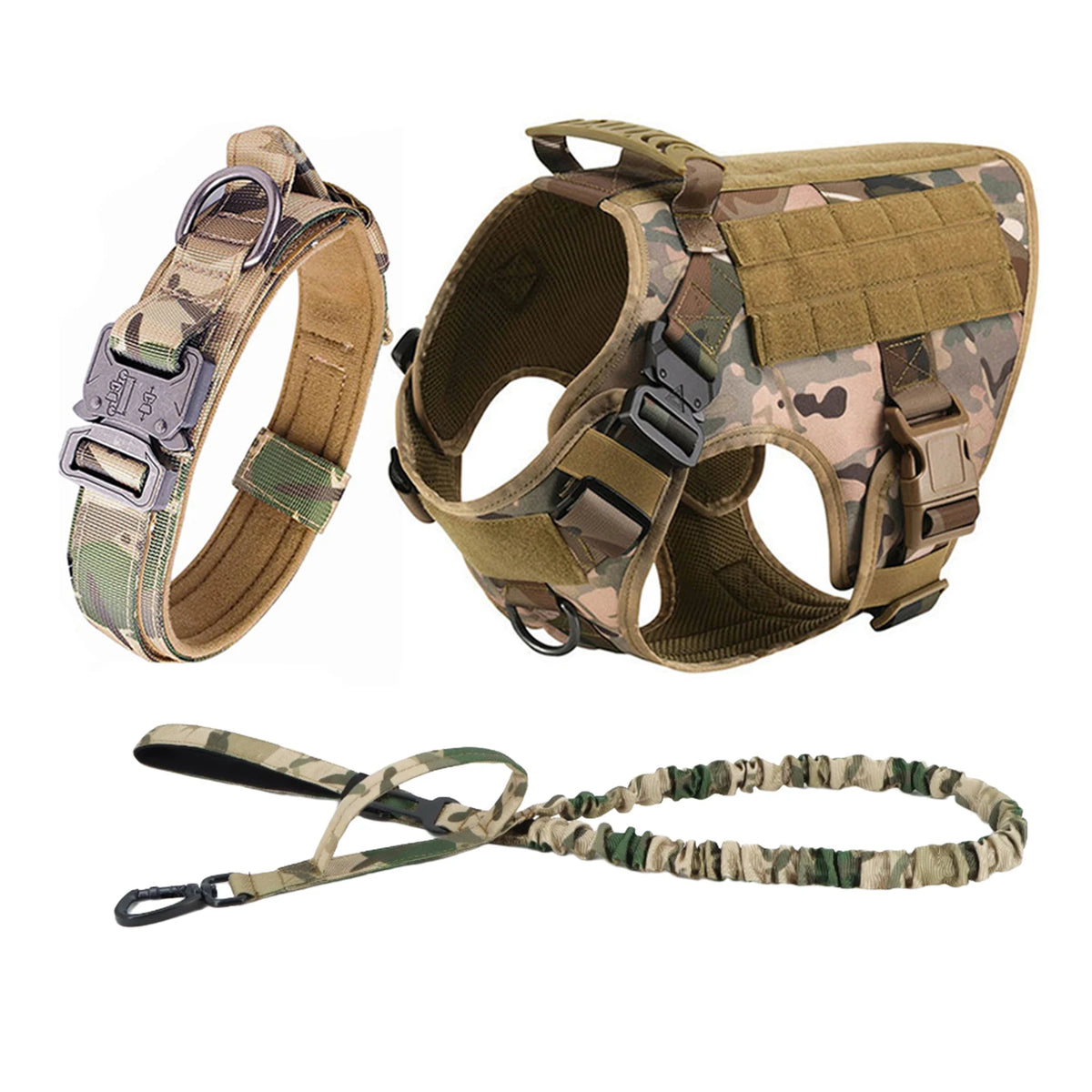 Tactical Dog Harness With Molle Pouches For Large Dogs