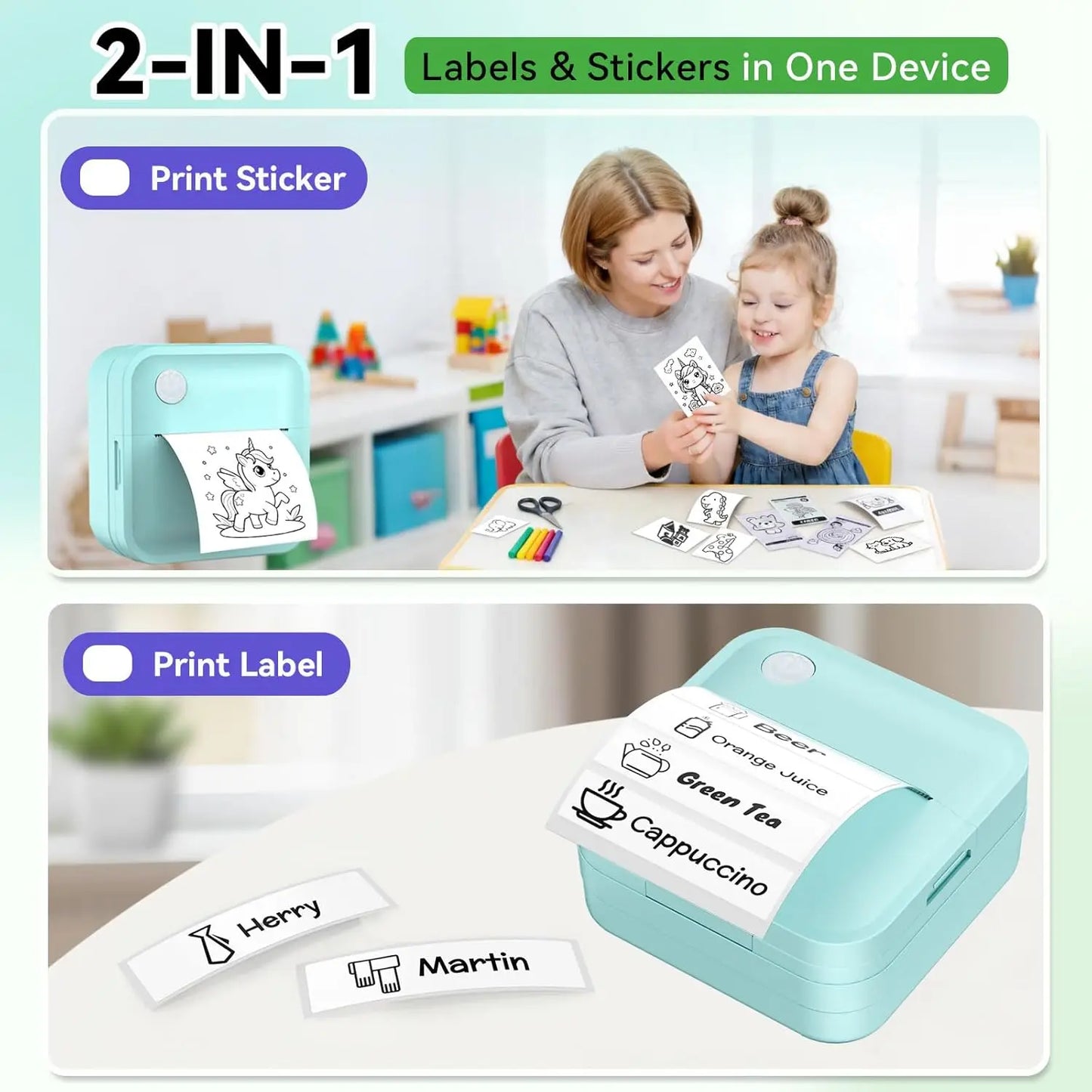 Label Maker Tape Printer For Home Office Organization Bluetooth Portable