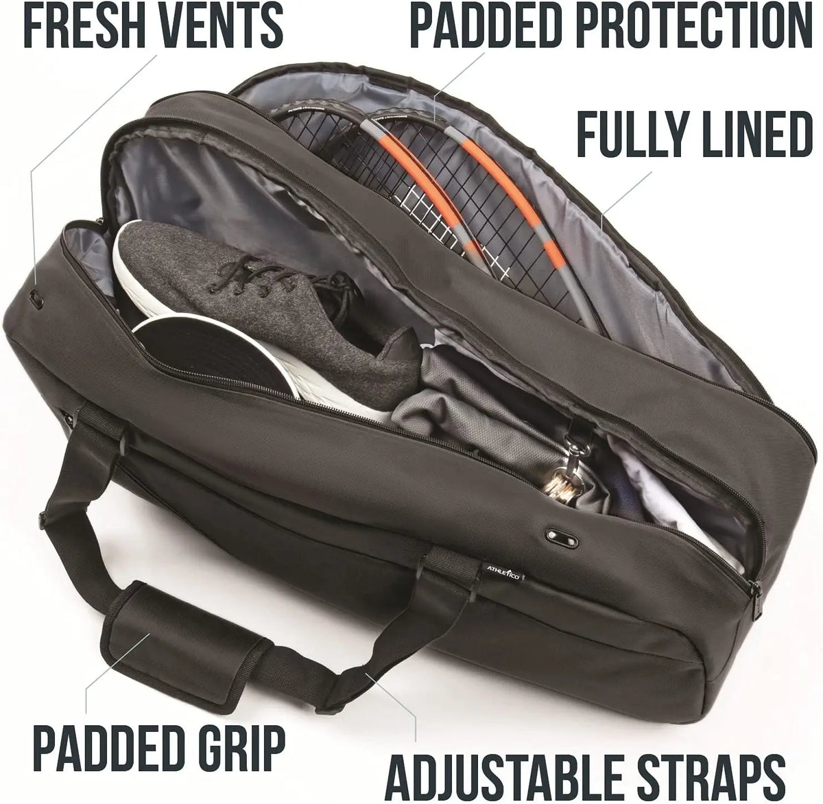 Tennis and Racquetball Gear Bag for Men Women Holds Rackets