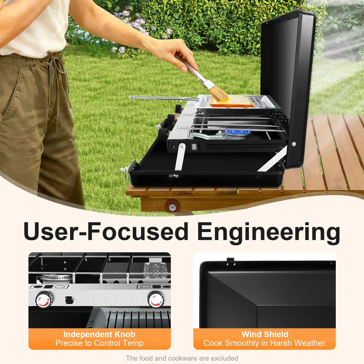Portable Camping Stove Three Burner Gas Outdoor Cooking