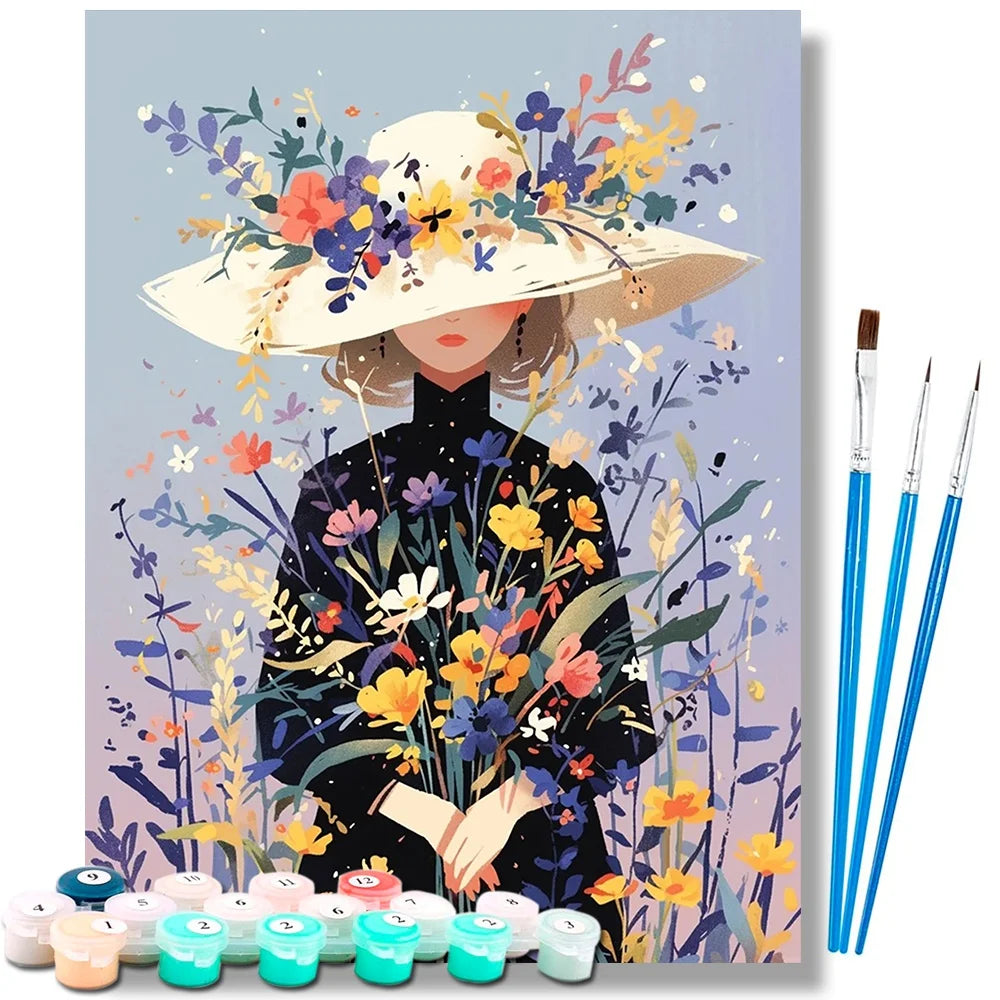 Flower Woman Paint By Numbers Kit For Adults On Canvas