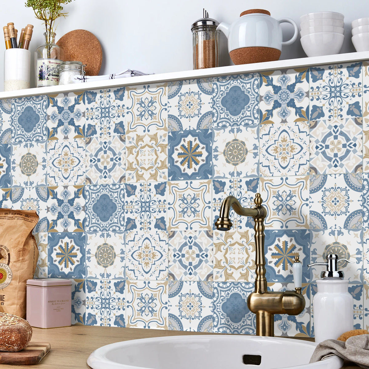 24 Piece Tile Sticker Set Waterproof Self Adhesive Wall Decals