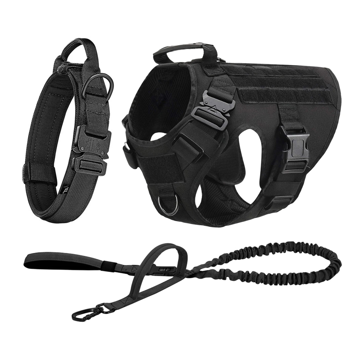 Tactical Dog Harness With Molle Pouches For Large Dogs