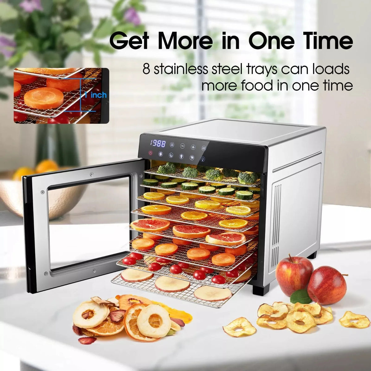 SNDOAS 8-Tray Stainless Steel Food Dehydrator 600W