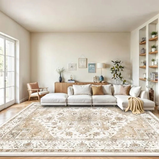 Living Room Vintage Area Rug With Non Slip Backing