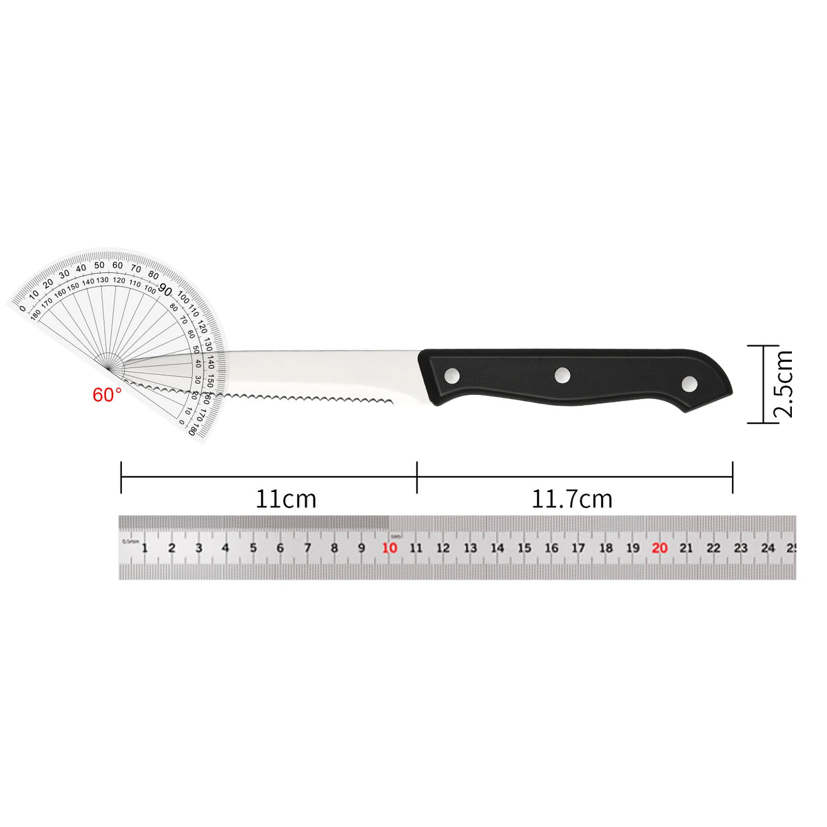 Katisun 12 Pcs Serrated Steak Knife Set With POM Handles