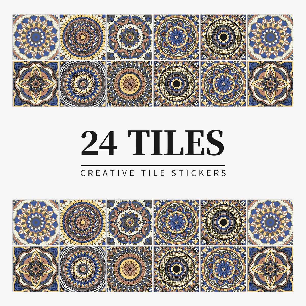 24 Piece Tile Sticker Set Waterproof Self Adhesive Wall Decals