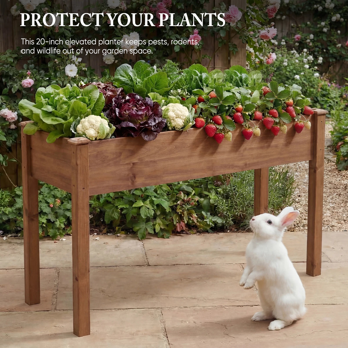 JHK Wood Raised Garden Bed With Legs For Patio Outdoor