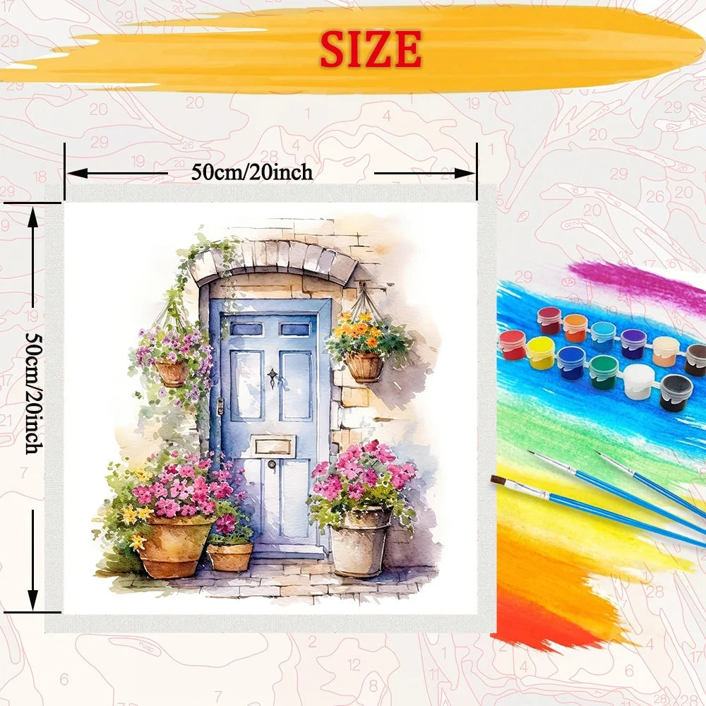 Flower Paint By Numbers Kit On Canvas For Adults Decor